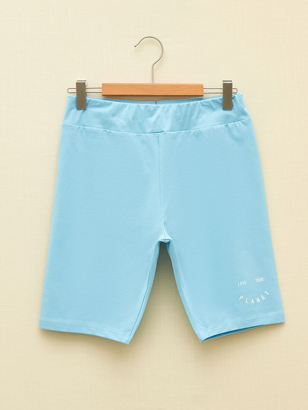 Mavi Beli Lastikli Baskılı Pamuklu Kız Çocuk Tayt