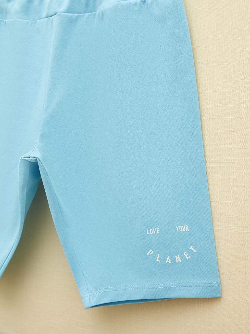 Mavi Beli Lastikli Baskılı Pamuklu Kız Çocuk Tayt-2