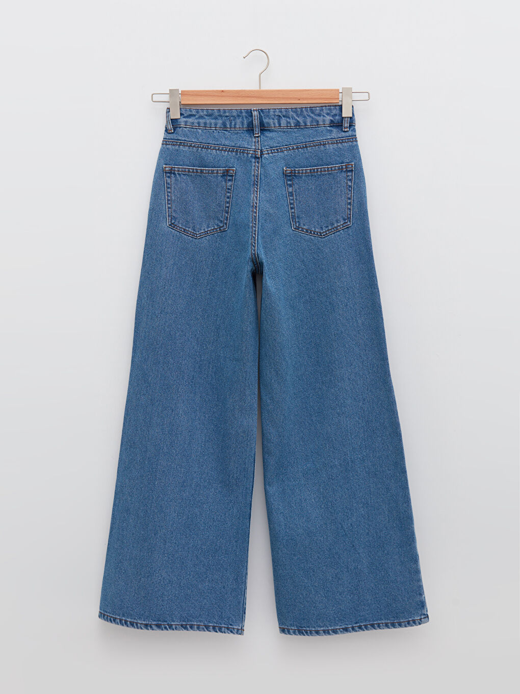 İndigo Standart Fit Cep Detaylı Geniş Paça Rodeo Kadın Jean Pantolon-6