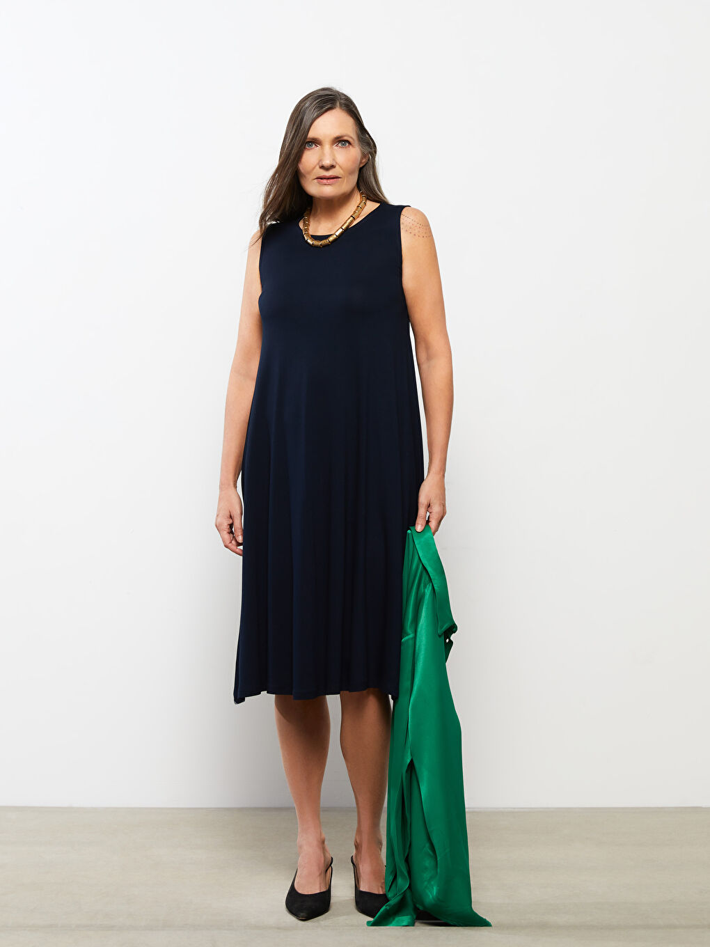 Crew Neck Straight Sleeveless A-Cut Women's Dress -S2AJ54Z8-E1J