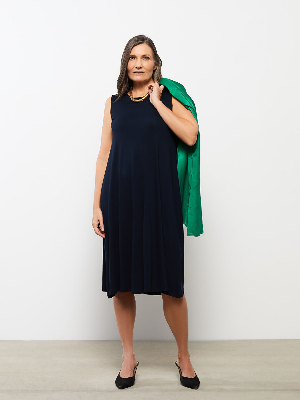 Crew Neck Straight Sleeveless A-Cut Women's Dress -S2AJ54Z8-E1J