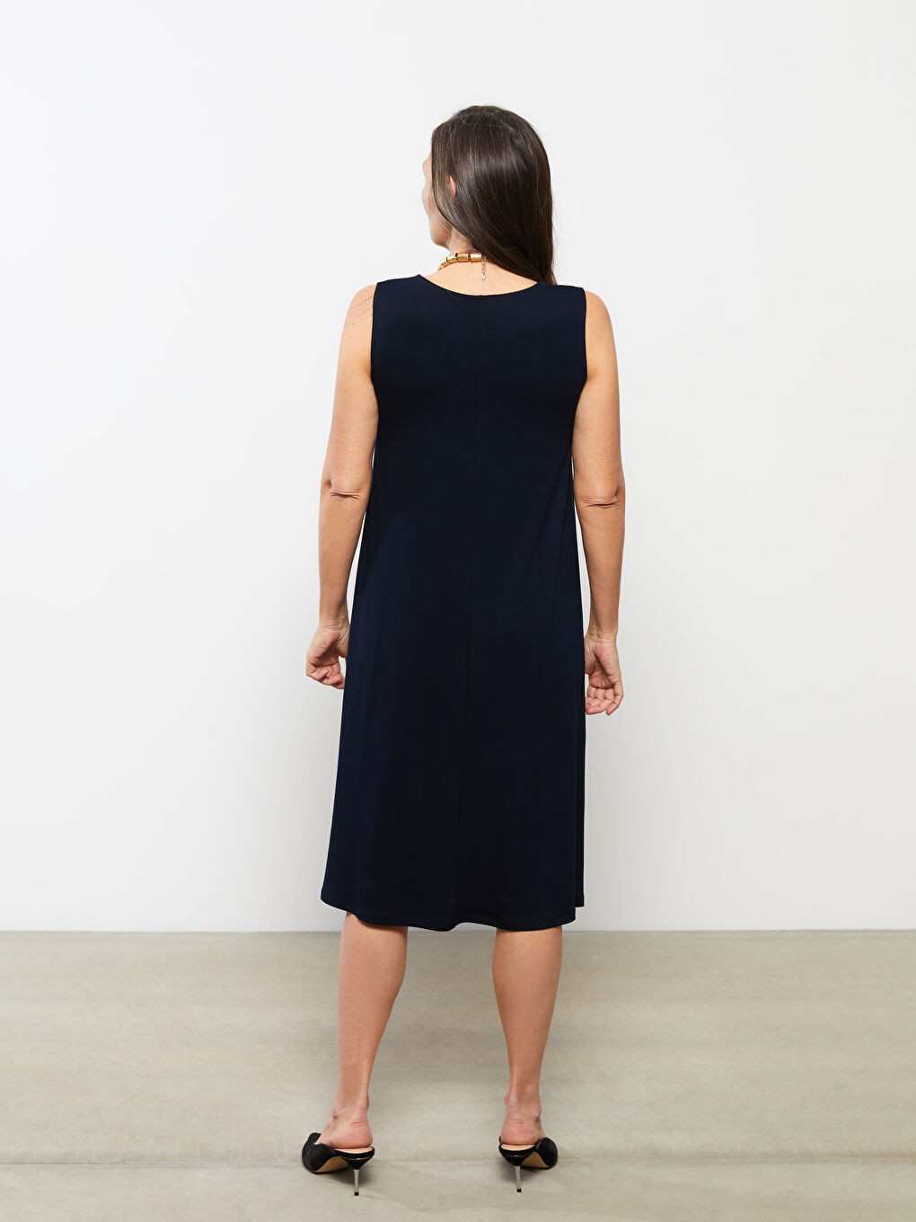 Crew Neck Straight Sleeveless A-Cut Women's Dress -S2AJ54Z8-E1J