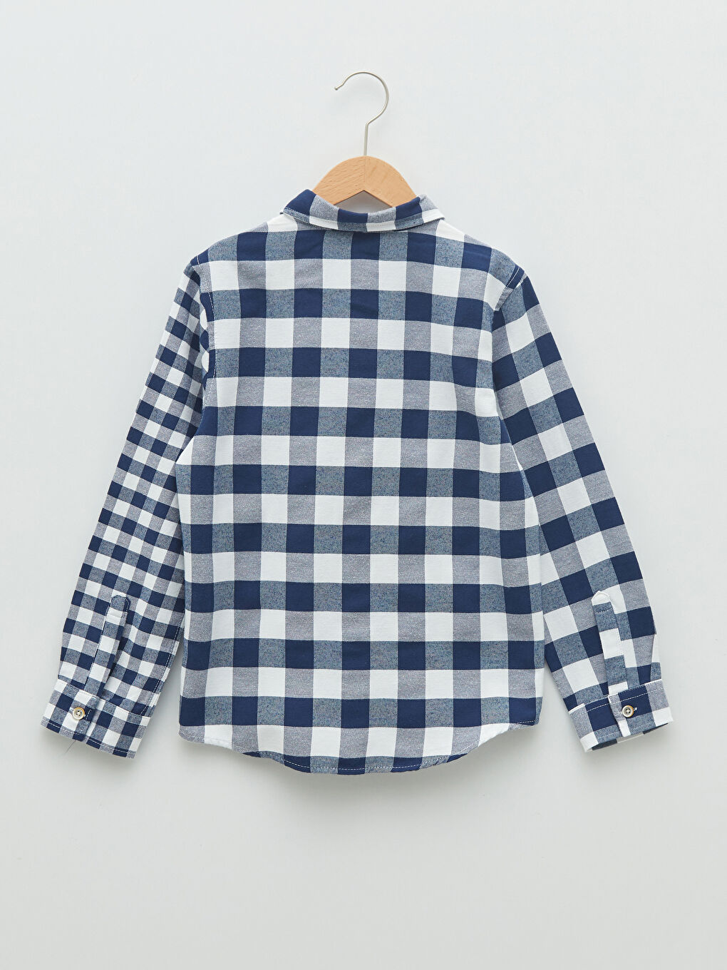 Hooded Plaid Long Sleeve Gabardine Boy Shirt-2