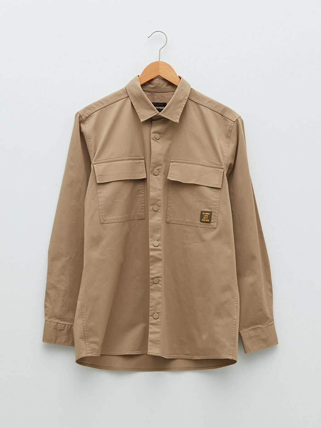 Kahverengi Regular Fit Uzun Kollu Gabardin Erkek Gömlek-5