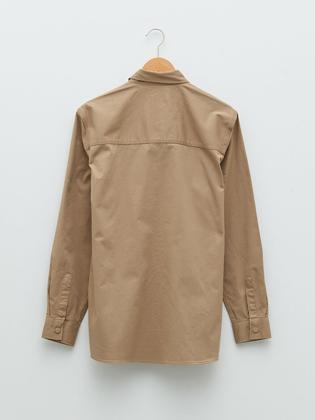 Kahverengi Regular Fit Uzun Kollu Gabardin Erkek Gömlek-6