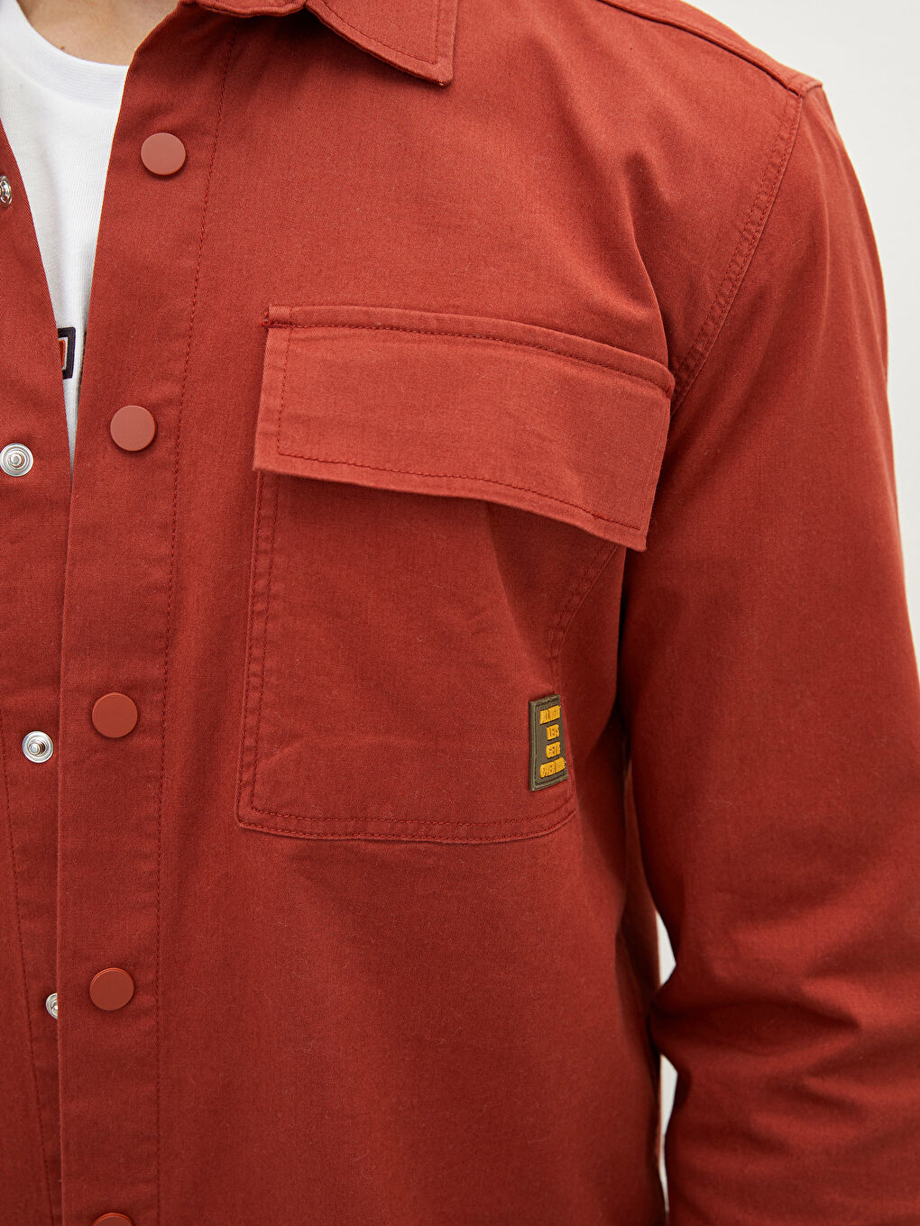 Turuncu Regular Fit Uzun Kollu Gabardin Erkek Gömlek-3