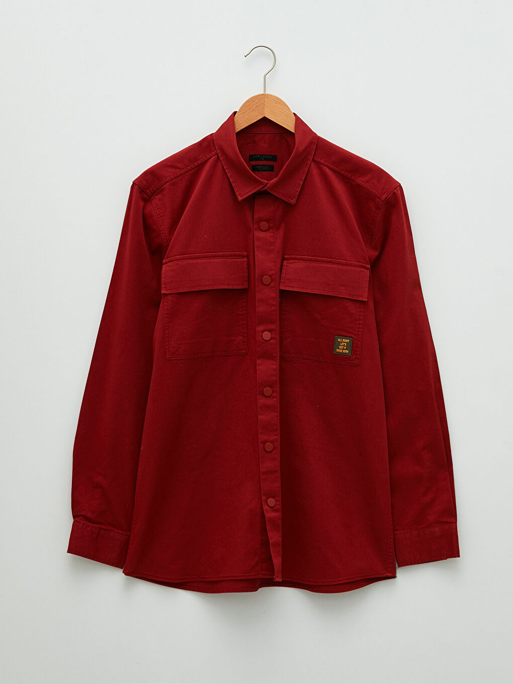 Turuncu Regular Fit Uzun Kollu Gabardin Erkek Gömlek-5