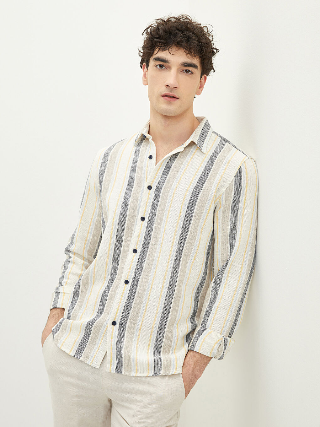Regular Fit Long Sleeve Oxford Men's Shirt -S2AJ97Z8-LAS