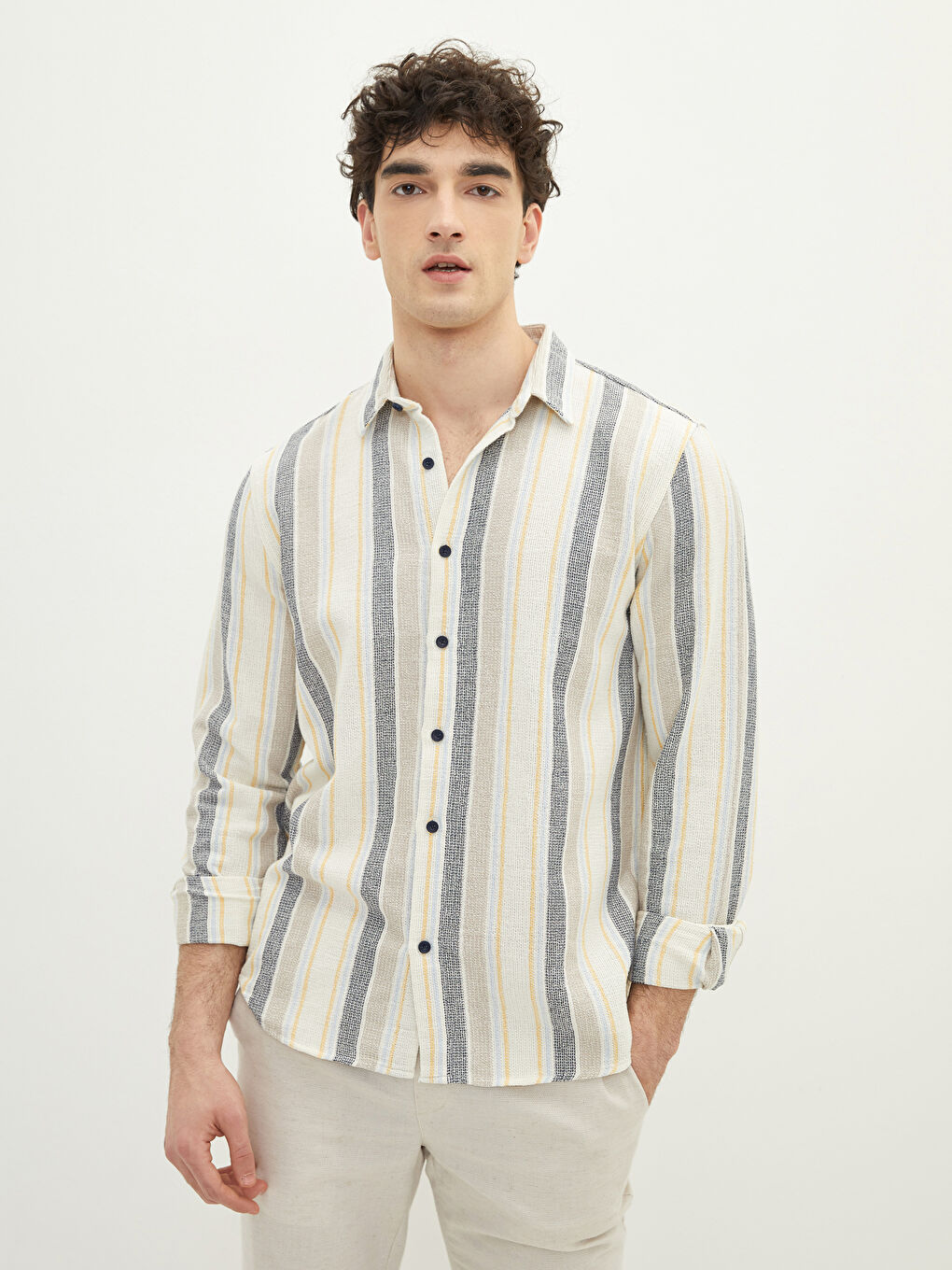 Regular Fit Long Sleeve Oxford Men's Shirt -S2AJ97Z8-LAS