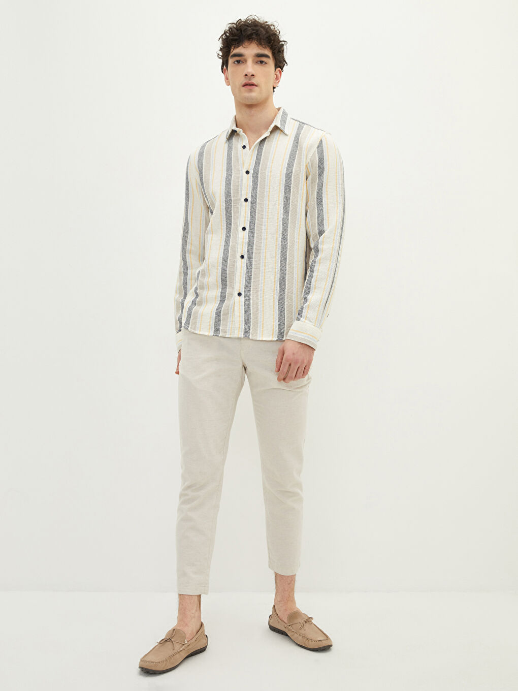 Regular Fit Long Sleeve Oxford Men's Shirt -S2AJ97Z8-LAS