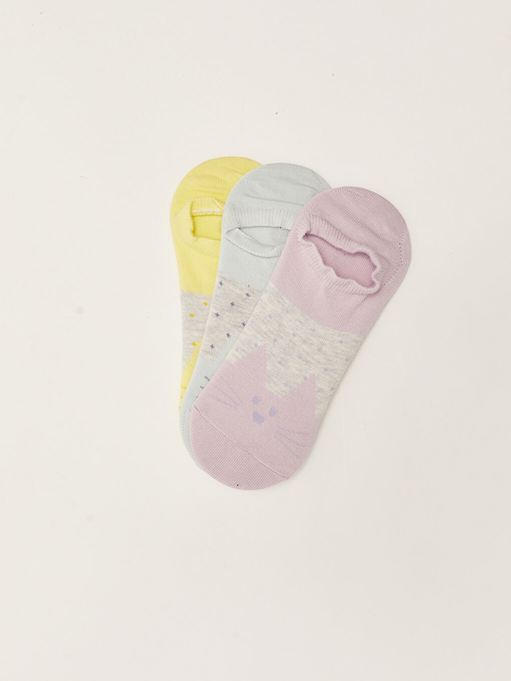 Sarı Desenli Kadın Patik Çorap 3'lü