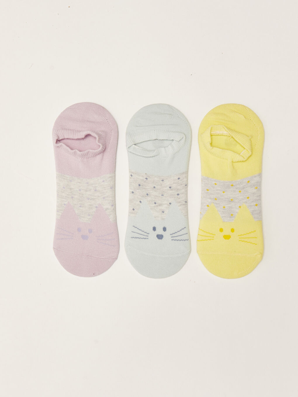 Sarı Desenli Kadın Patik Çorap 3'lü-1