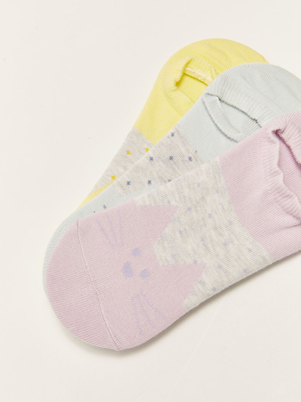 Sarı Desenli Kadın Patik Çorap 3'lü-2