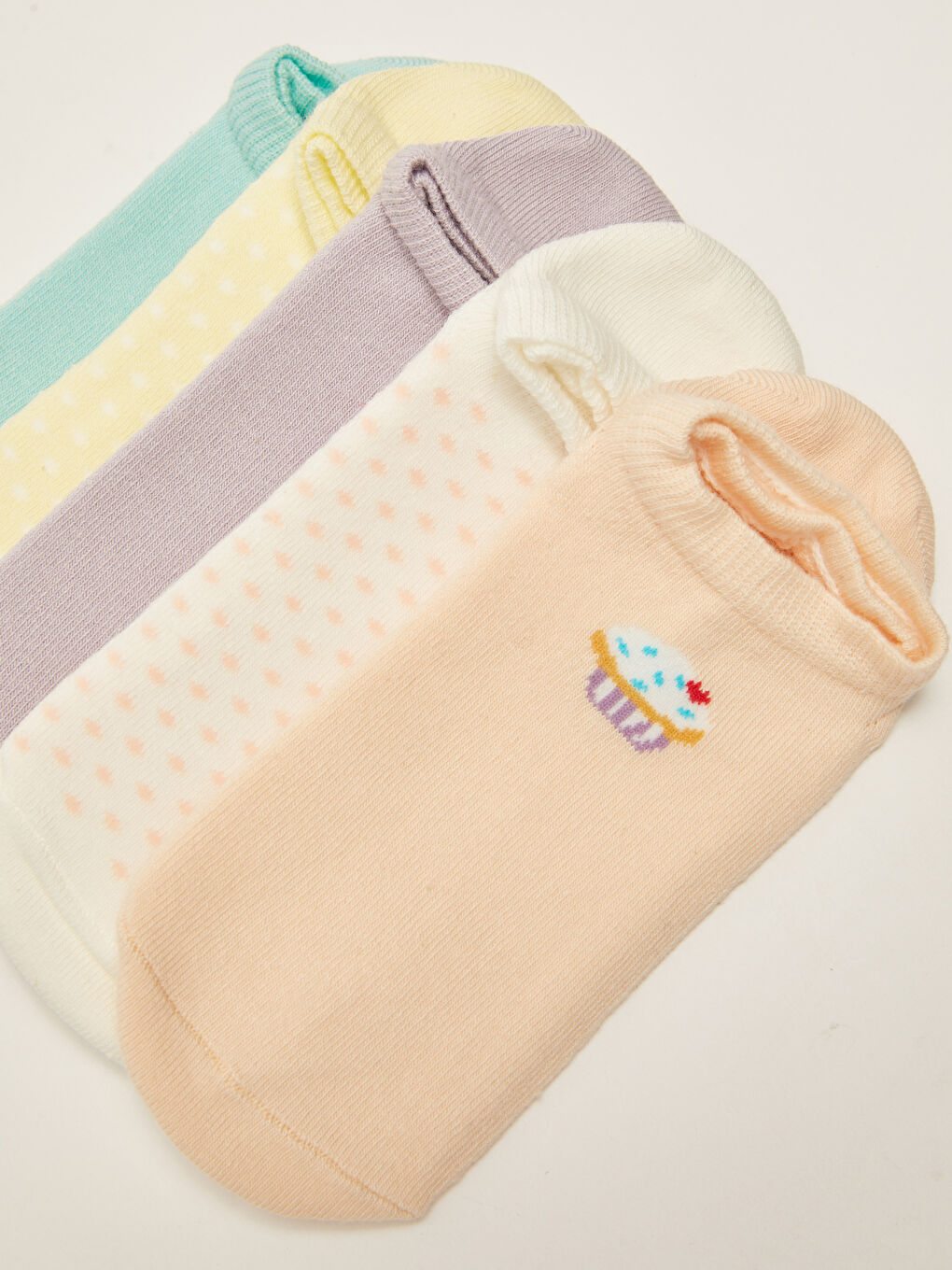 Pembe Desenli Kadın Patik Çorap 5 'li-2