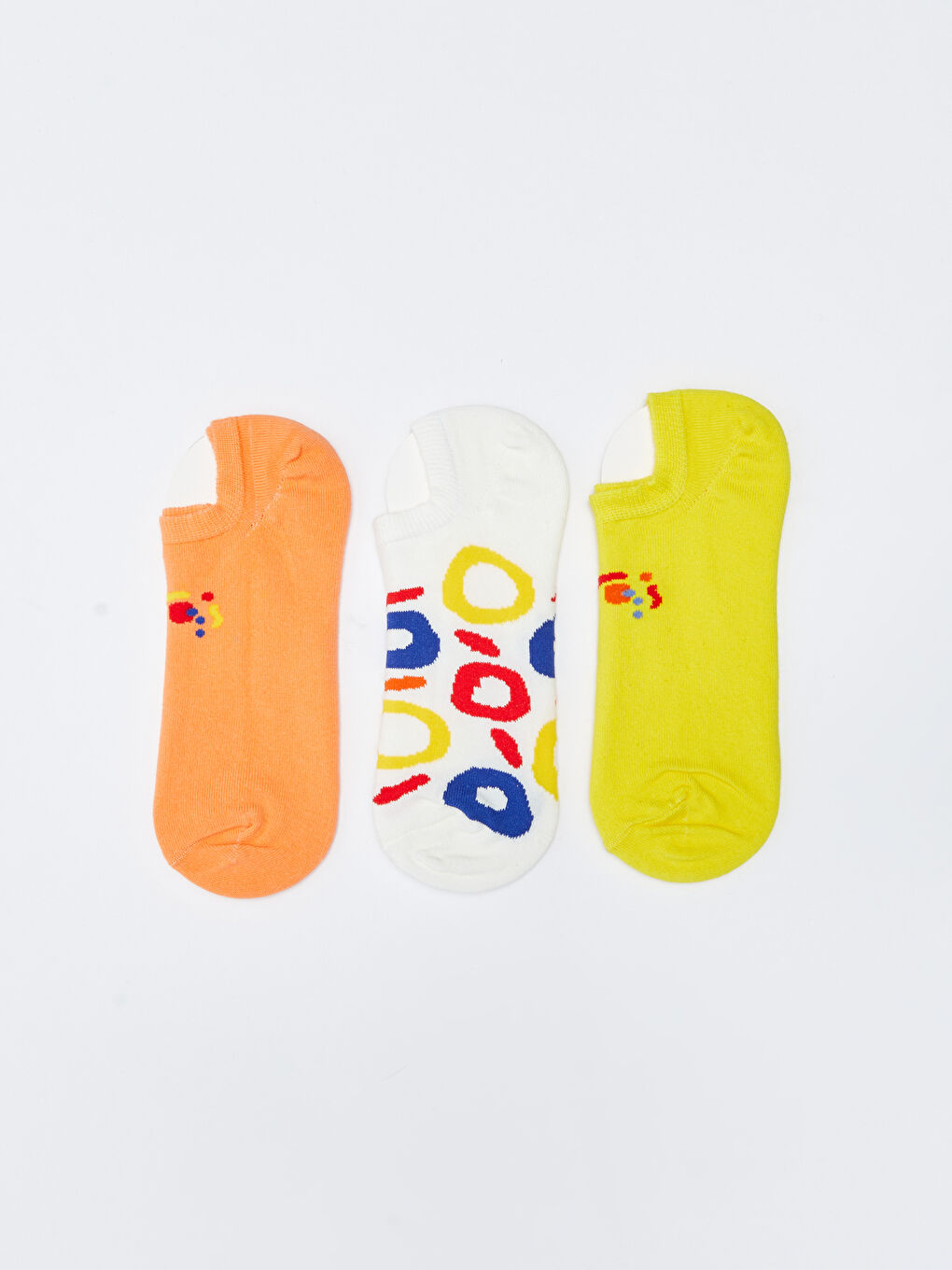 Sarı Desenli Kadın Patik Çorap 3'lü-1