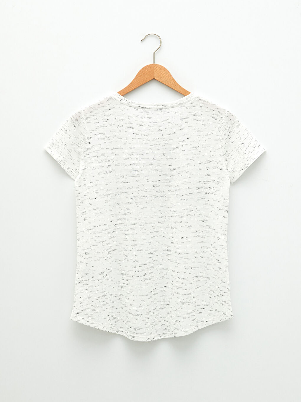 Ekru Bisiklet Yaka Baskılı Kısa Kollu Kadın Tişört-6