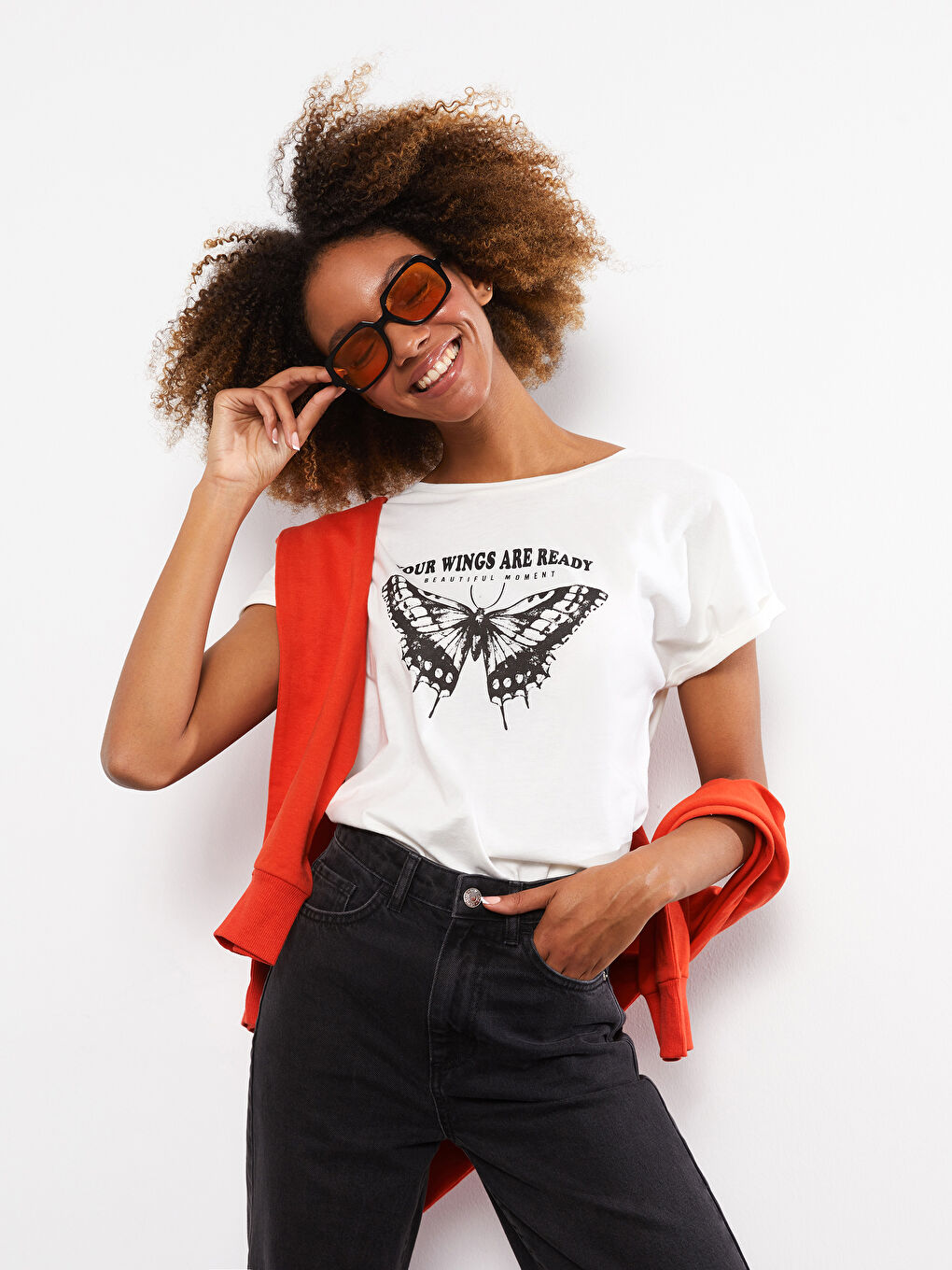 LCW Vision T-shirt en Coton à Manches Courtes Imprimé à Col Rond pour Femmes -S2AK57Z8-R9J