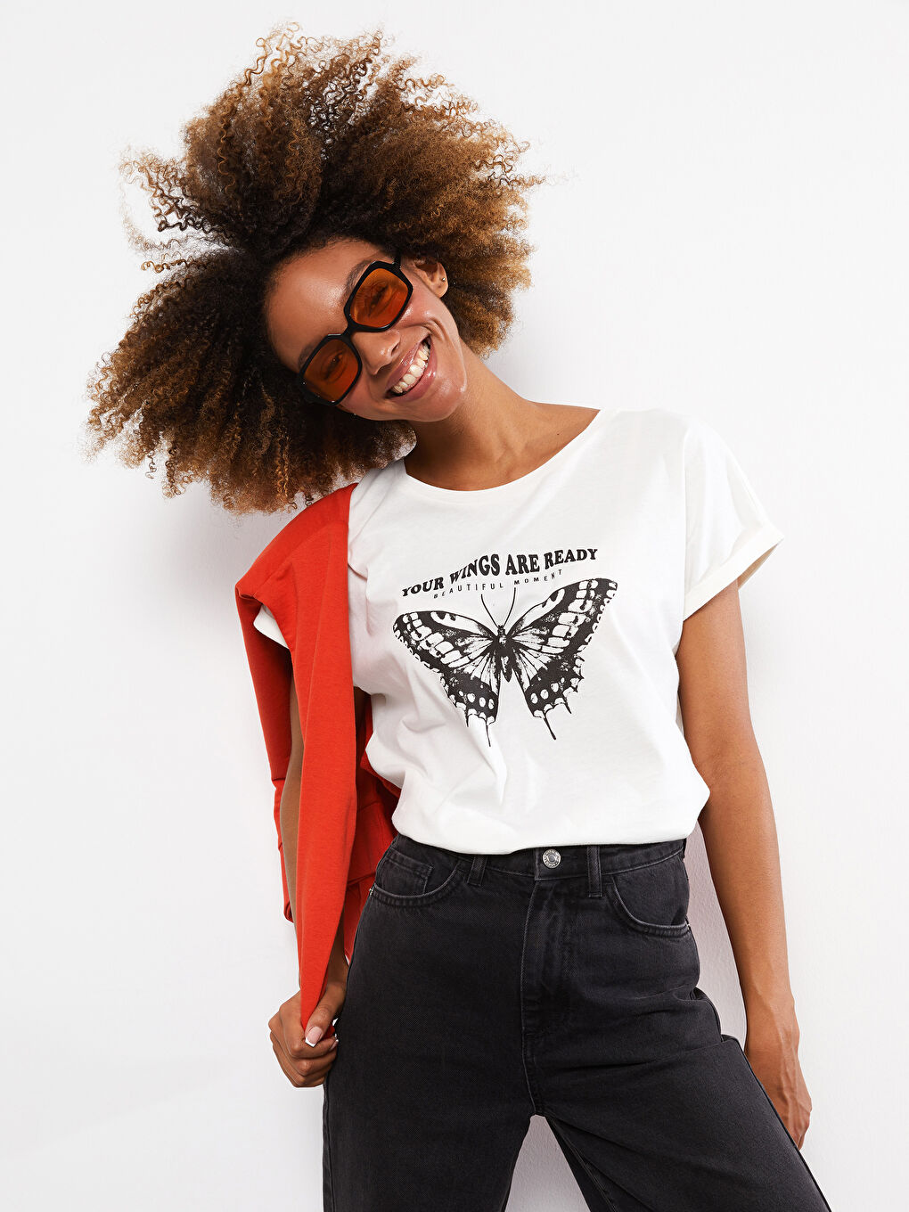 LCW Vision T-shirt en Coton à Manches Courtes Imprimé à Col Rond pour Femmes -S2AK57Z8-R9J