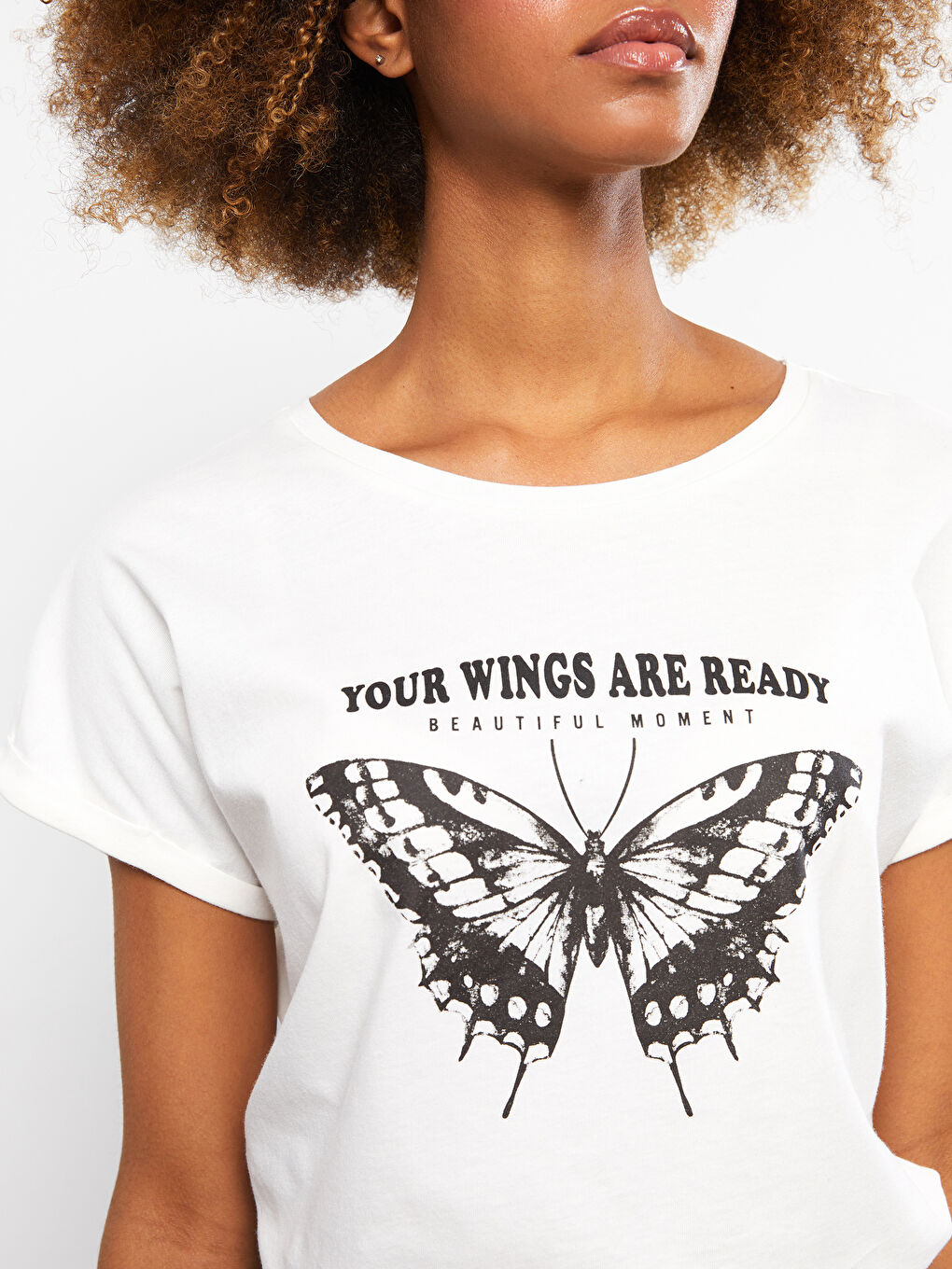 LCW Vision T-shirt en Coton à Manches Courtes Imprimé à Col Rond pour Femmes -S2AK57Z8-R9J