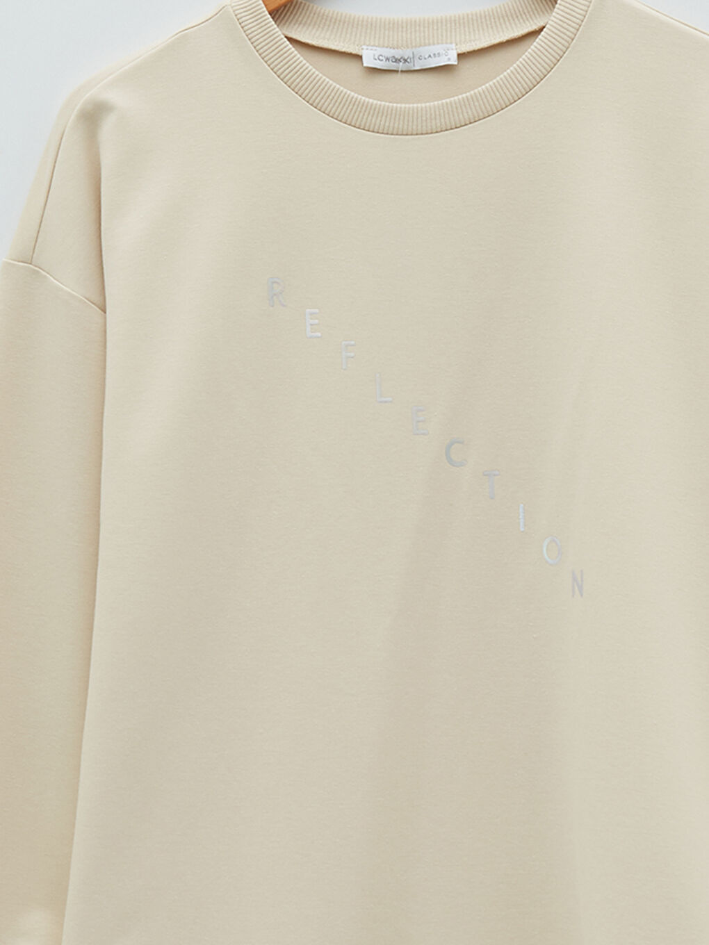 Gri Bisiklet Yaka Yazı Baskılı Uzun Kollu Kadın Sweatshirt Tunik-6