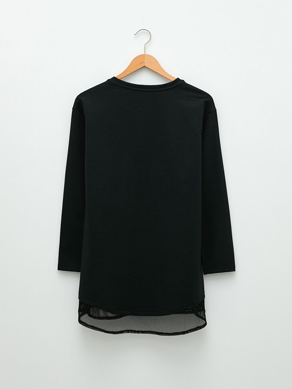 تونيك سويتشيرت كم طويل سادة بياقة دائرية للسيدات-6