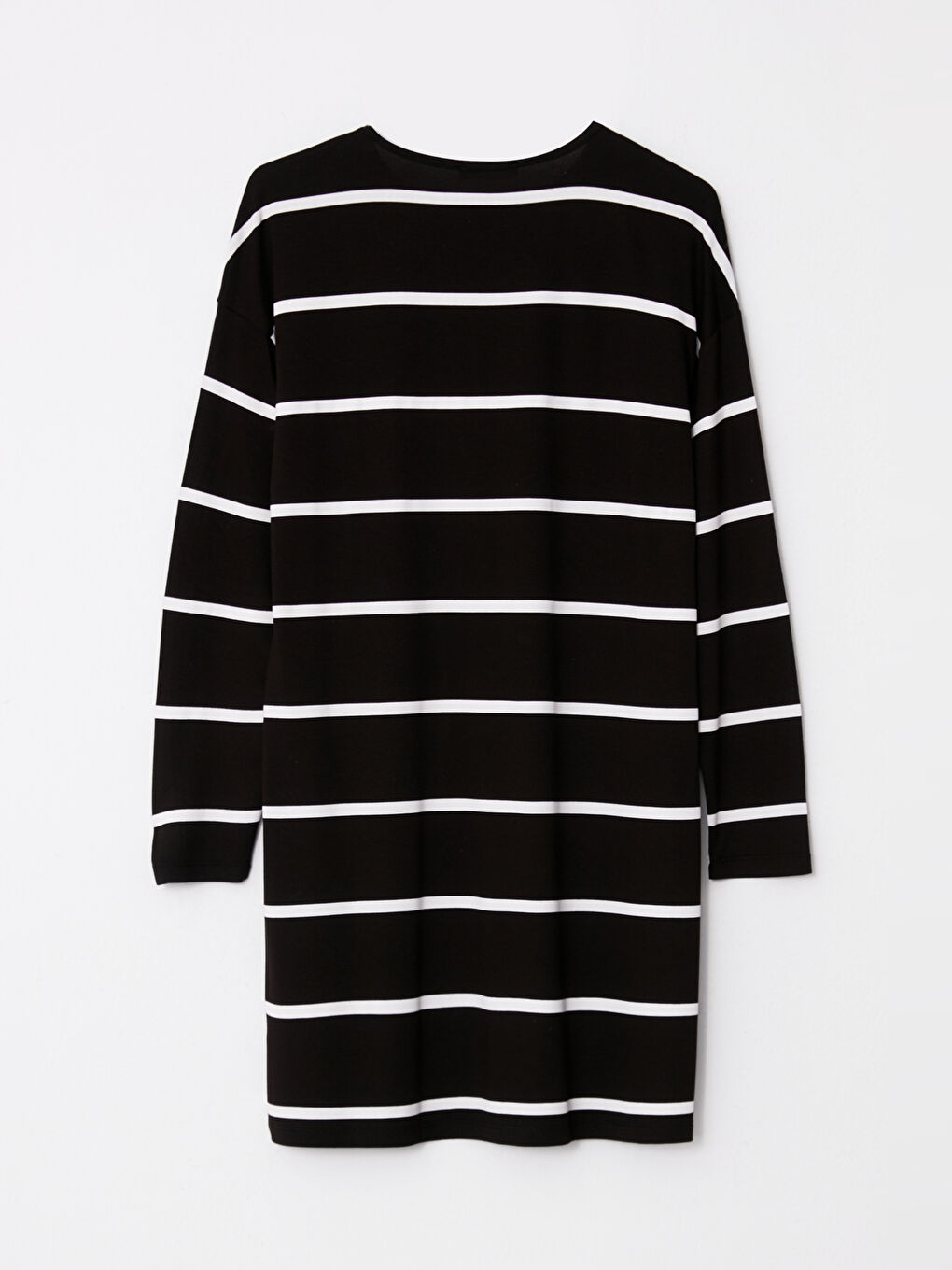 تونيك سويتشيرت مخطط بياقة دائرية وكم طويل للسيدات-6