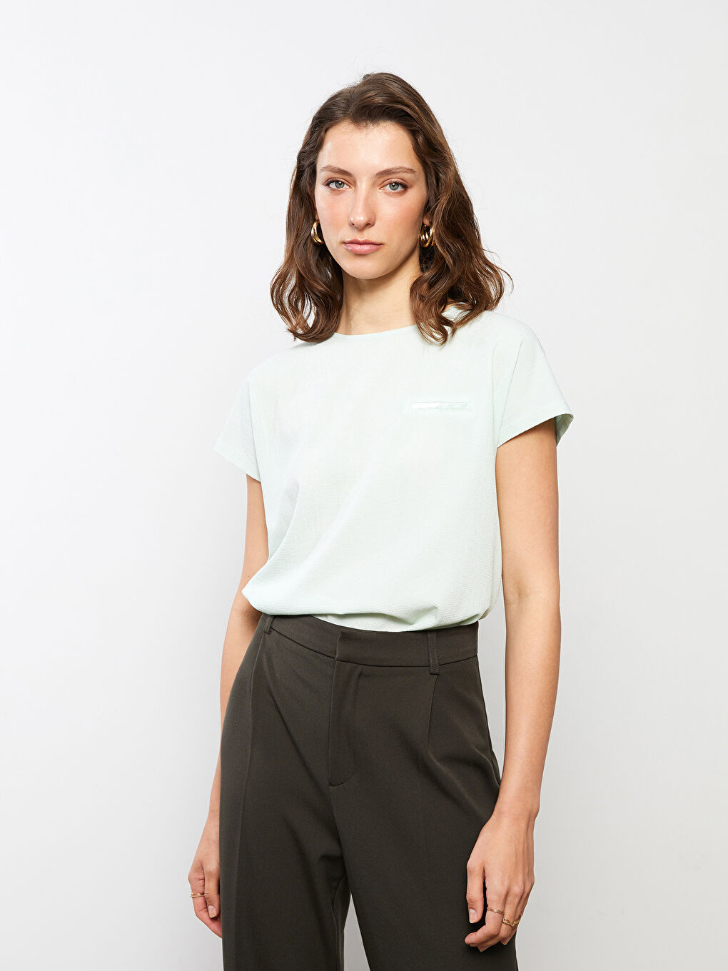 Crew Neck Plain Short Sleeve Women's T-Shirt-3