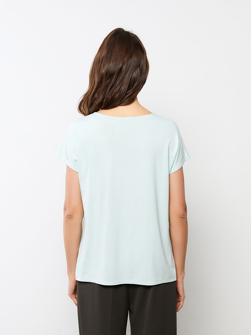 Crew Neck Plain Short Sleeve Women's T-Shirt-4