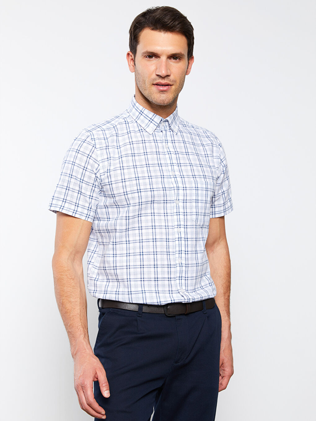 Ерлерге арналған ұзын жеңді торлы стандартты пішімді жейде-1