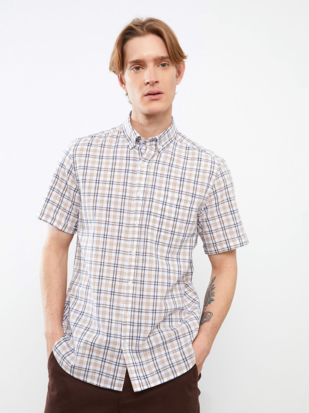 Muška Karirana Košulja Dugih Rukava Regularnog Kroja