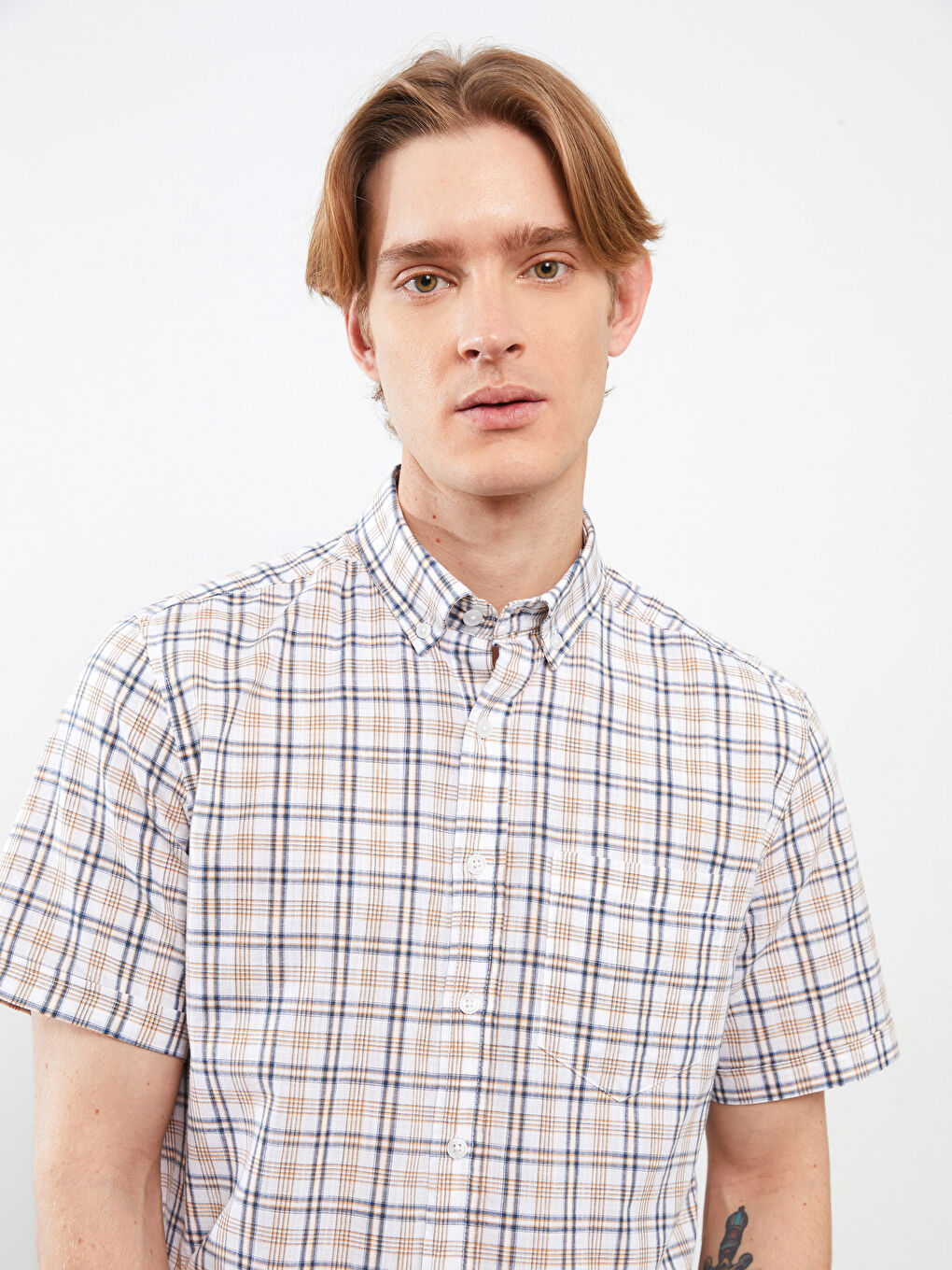 Muška Karirana Košulja Dugih Rukava Regularnog Kroja-2