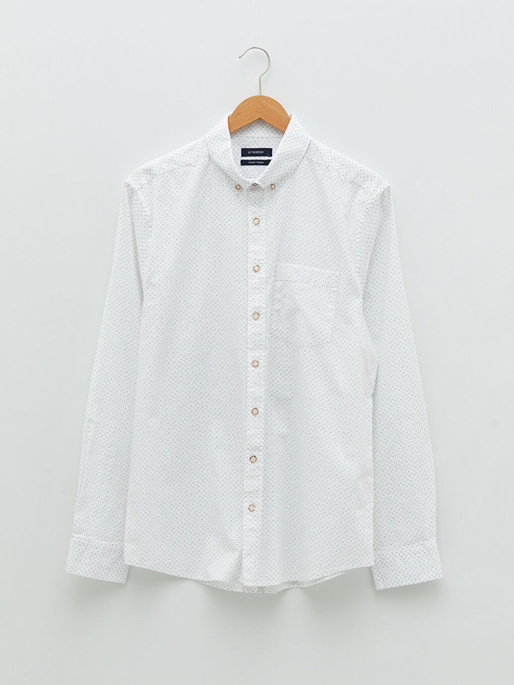 Regular Fit Long Sleeve Patterned Poplin Men's Shirt-5