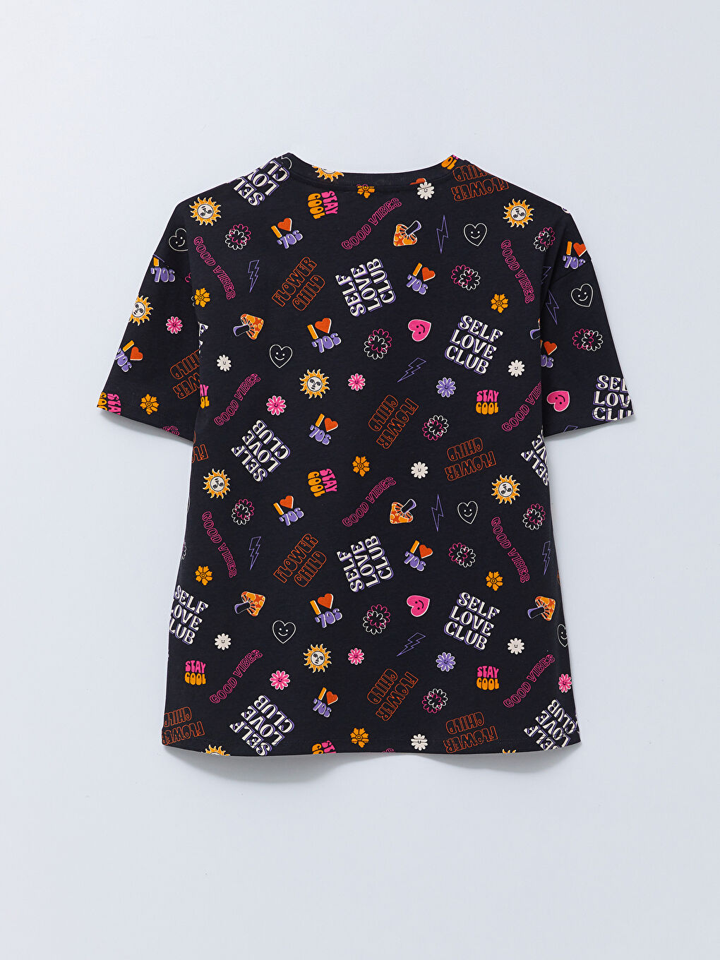 Tricou din Bumbac cu Mânecă Scurtă Imprimat și Guler Rotund pentru Femei-6