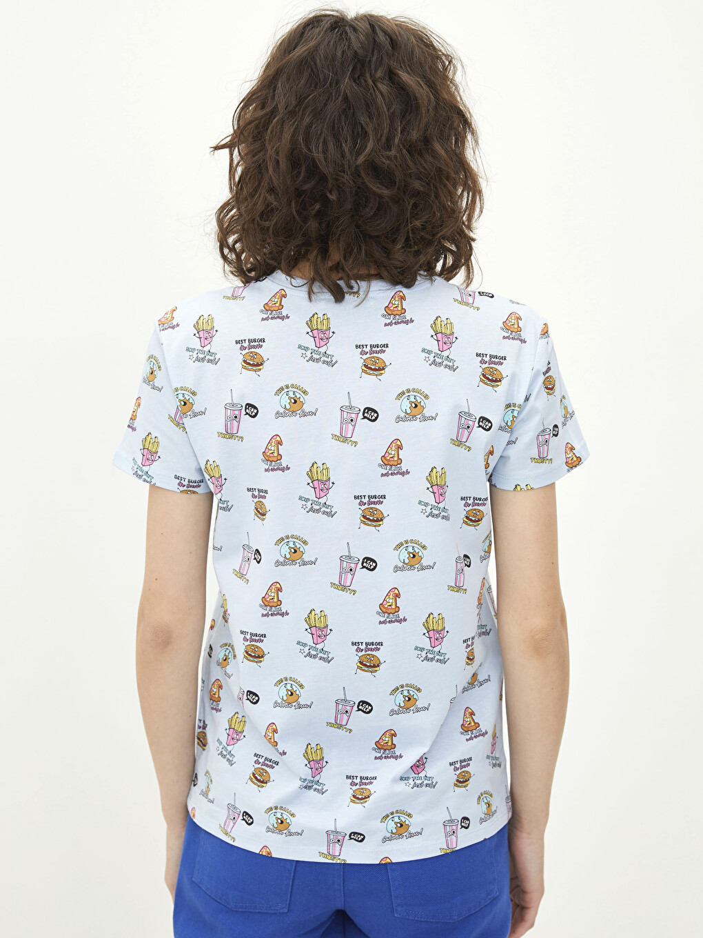Crew Neck Patterned Short Sleeve Cotton Women's T-shirt-5