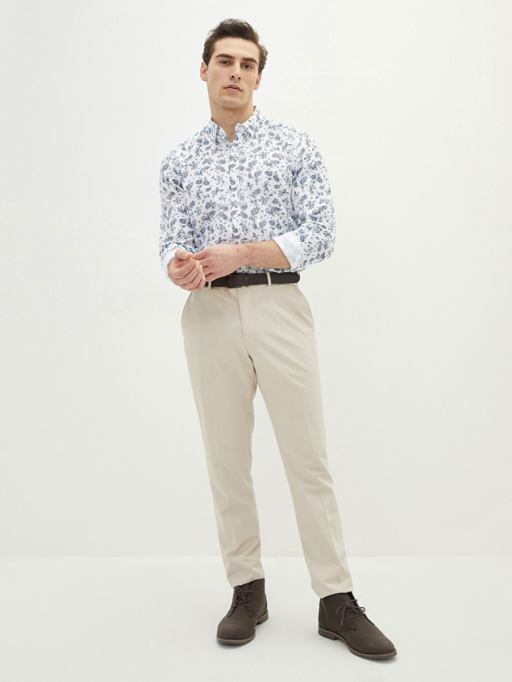 Slim Fit Long Sleeve Patterned Men's Shirt-3