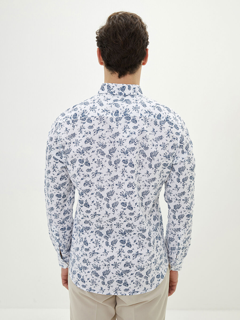 Slim Fit Long Sleeve Patterned Men's Shirt-4