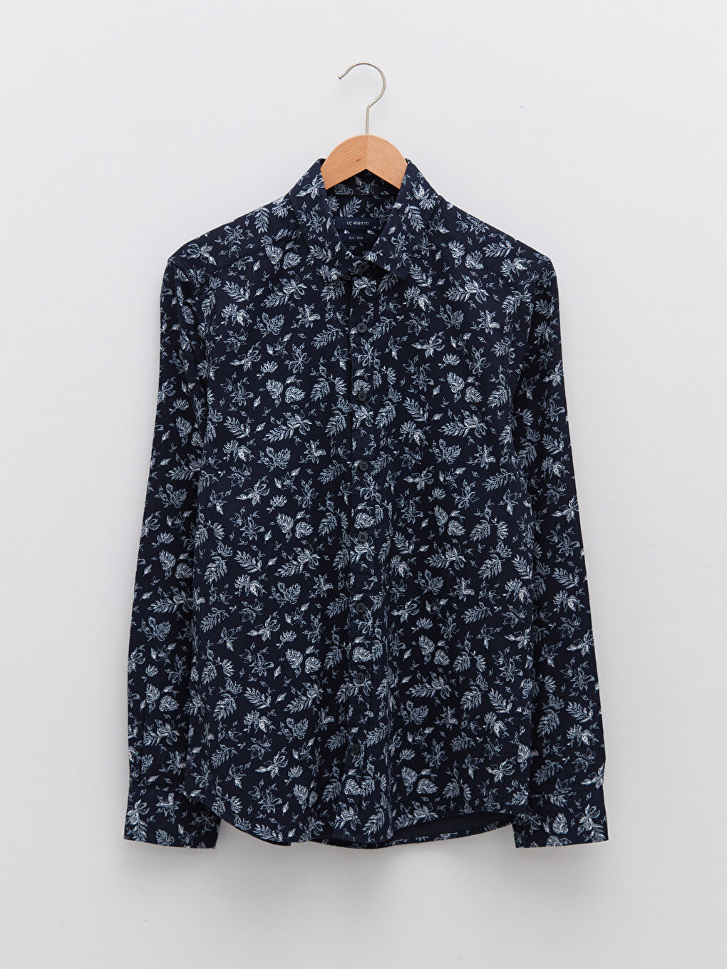 قميص رجالي بقصة ضيقة وأكمام طويلة ونقشة-5