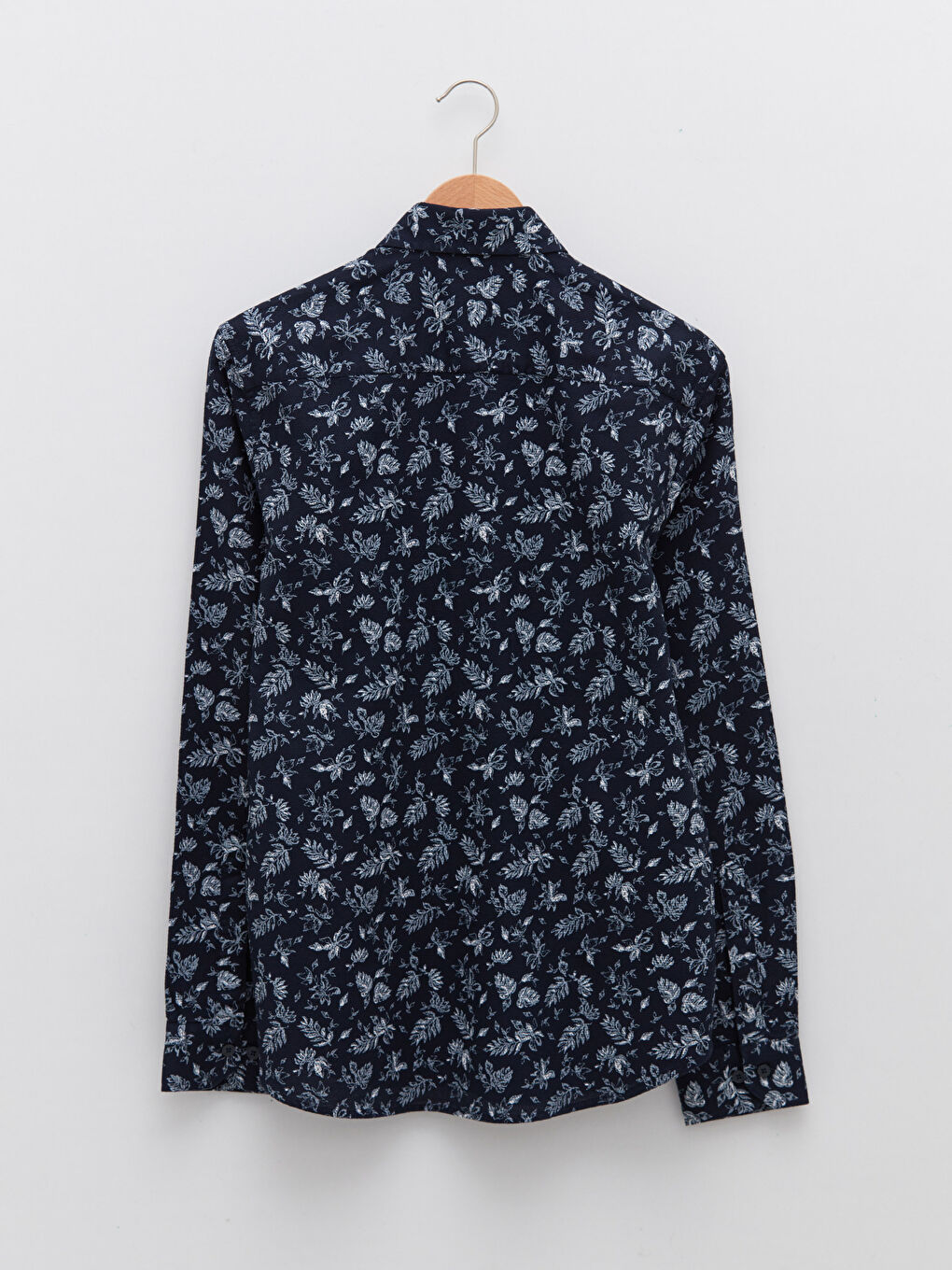 قميص رجالي بقصة ضيقة وأكمام طويلة ونقشة-6