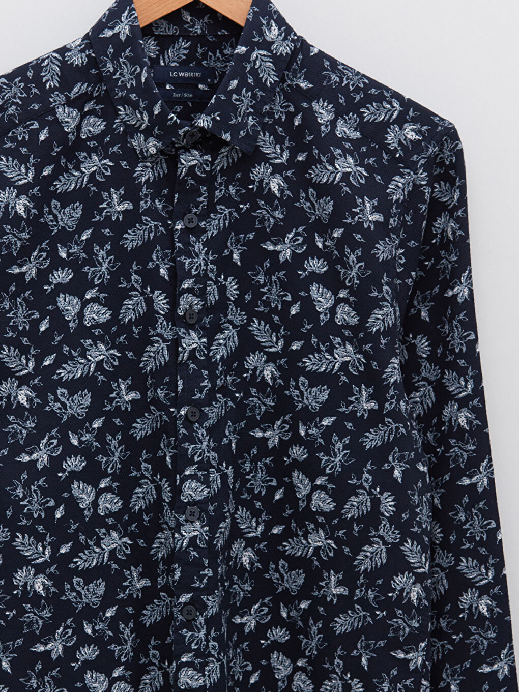 قميص رجالي بقصة ضيقة وأكمام طويلة ونقشة-7