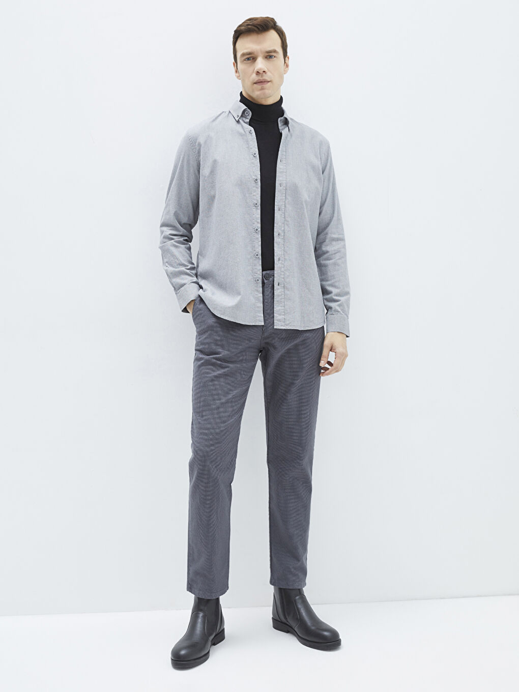 Regular Fit Long Sleeve Men's Shirt-2