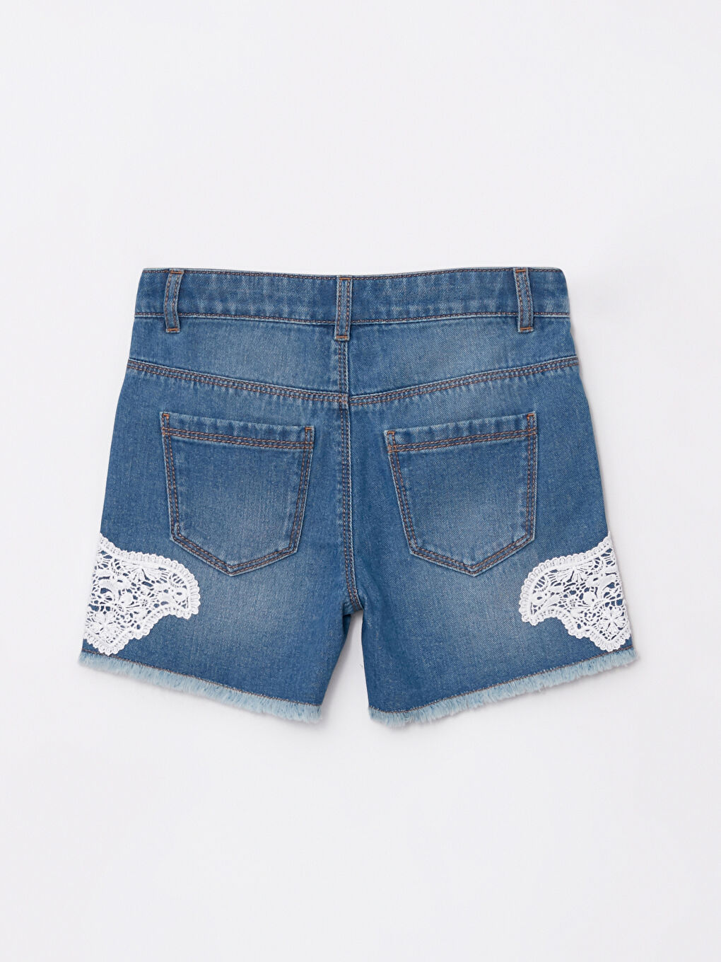 Short en Jean Fille avec Détails en Dentelle-1