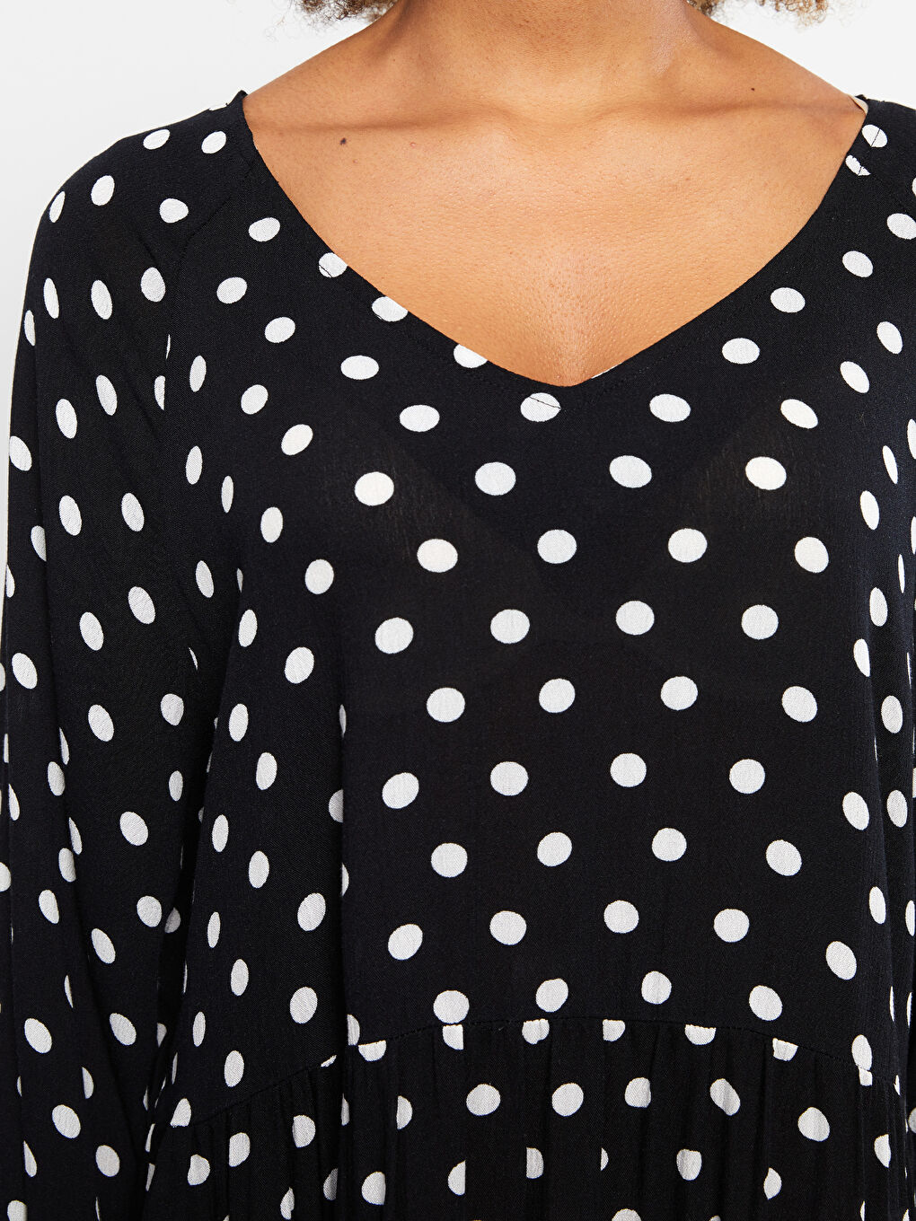 LCW Vision V Neck Polka Dot Women's Dress -S2AL54Z8-LQJ