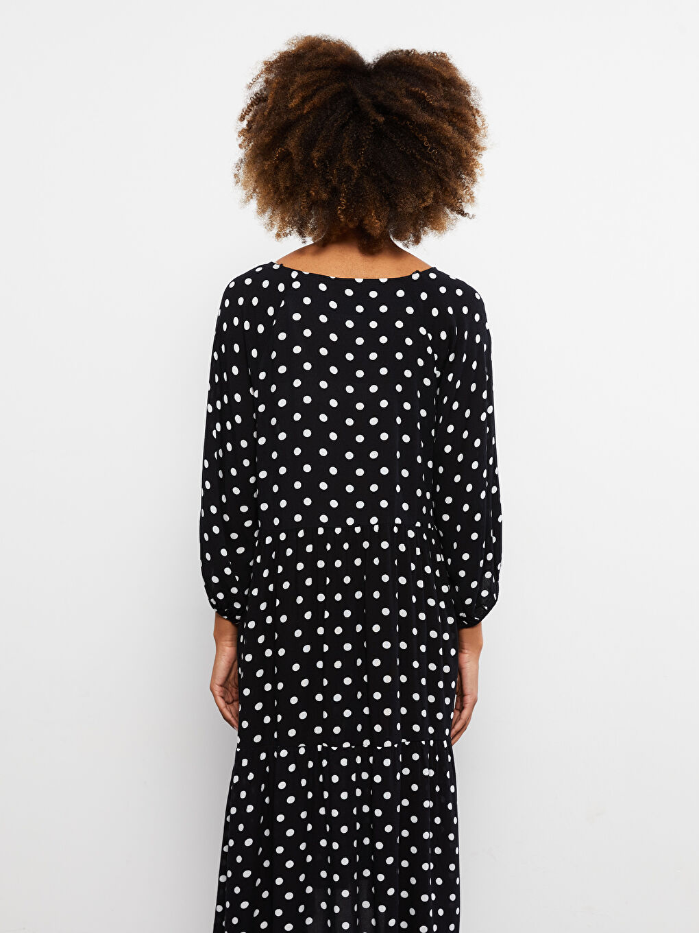 LCW Vision V Neck Polka Dot Women's Dress -S2AL54Z8-LQJ