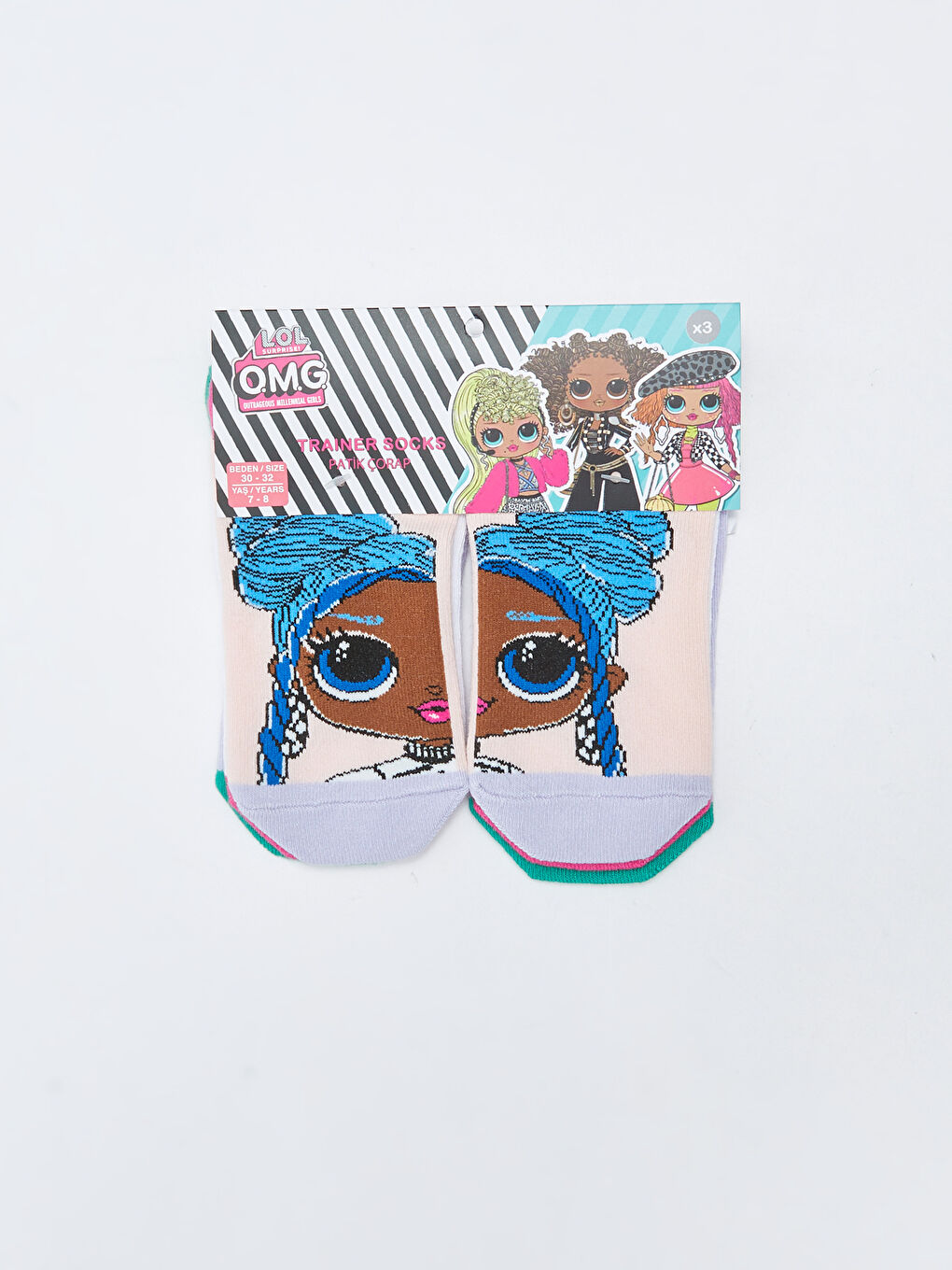 LOL Surprise OMG Licensed Girl Child Booties Socks 3 Pieces