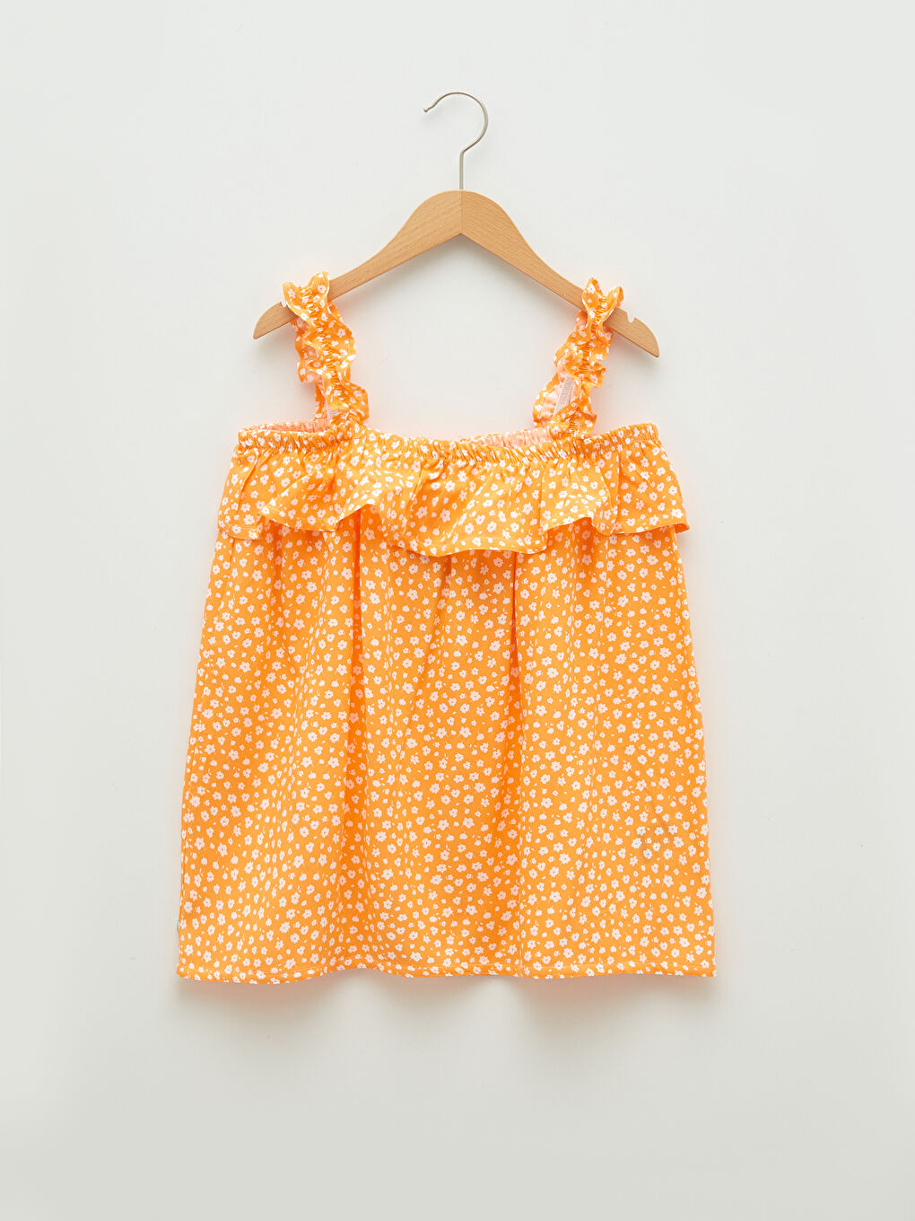 Шаршы жағалы принтті бауы бар вискоза қыз балаларға арналған блузка және қысқа белдемше-1