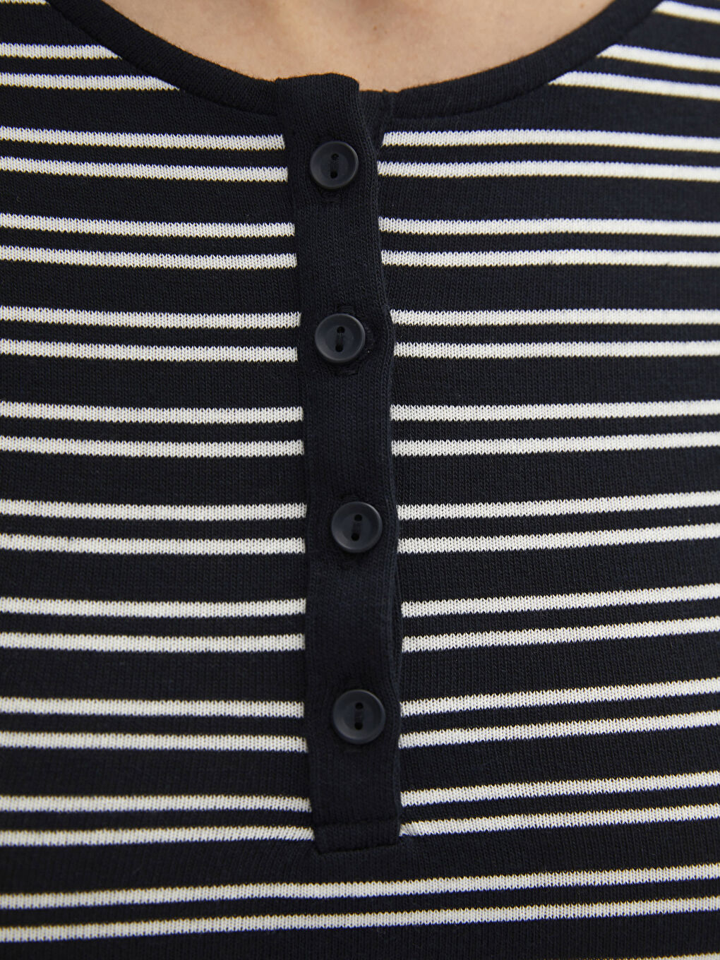 ياقة دائرية مخطط كم طويل جسم للسيدات-3