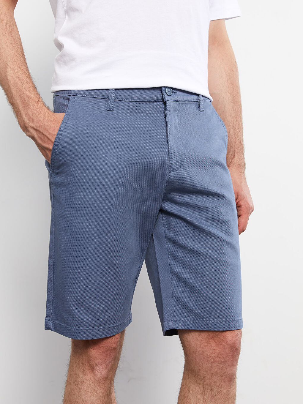 Ерлерге арналған тар пішімдегі саржа шолақ шалбар-4