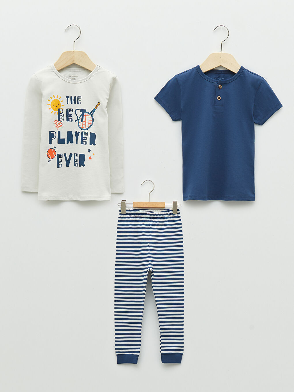 Crew Neck Cotton Baby Boy Pajamas Set 3-Piece