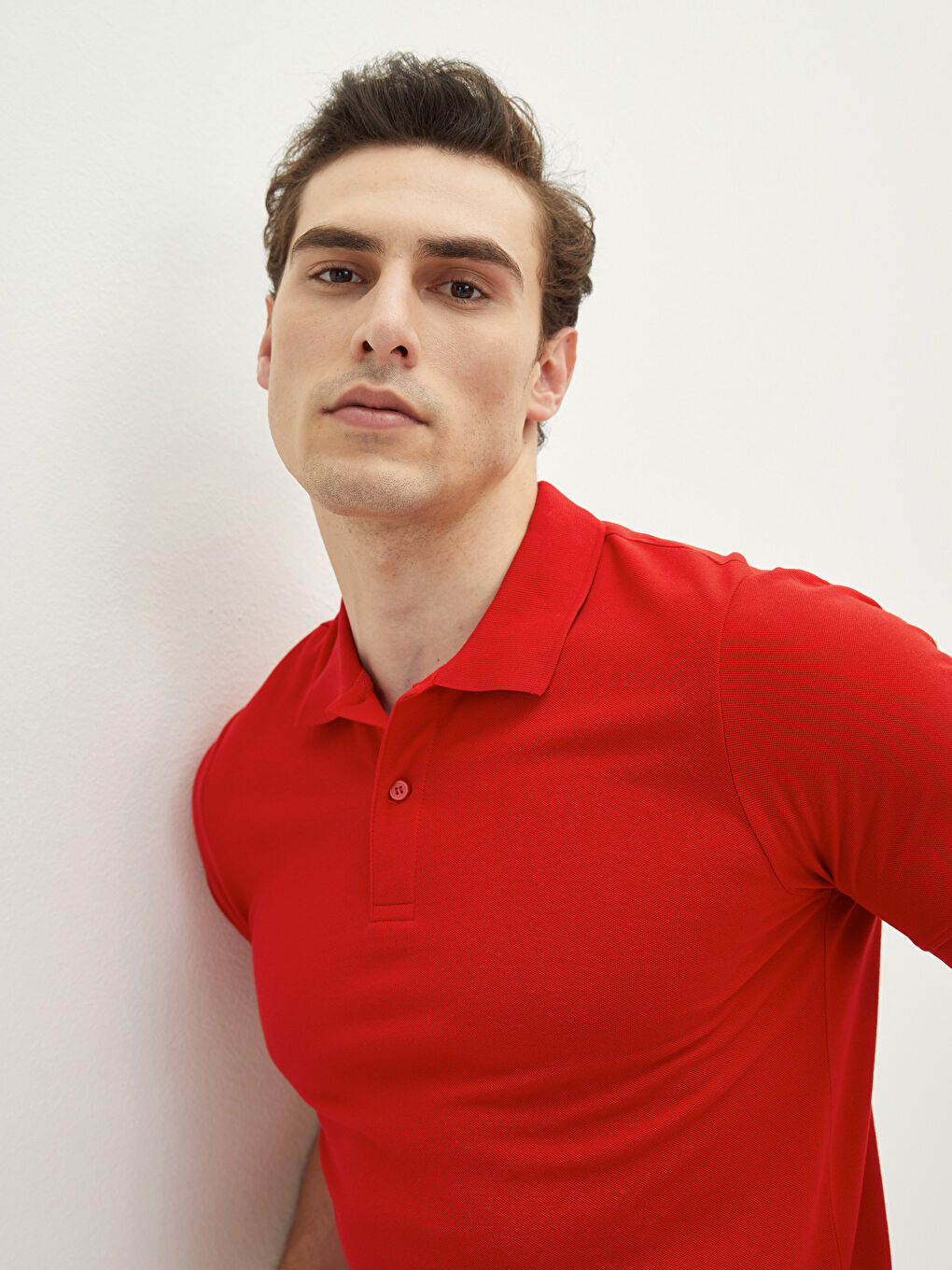Kırmızı Polo Yaka Kısa Kollu Basic Pike Erkek Tişört