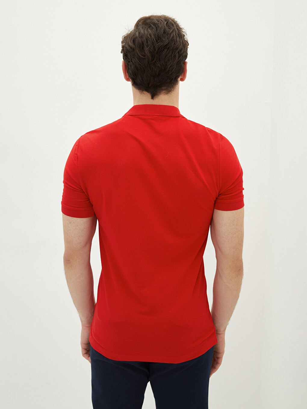 Kırmızı Polo Yaka Kısa Kollu Basic Pike Erkek Tişört-4
